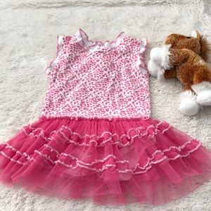 Pink leopard dress with diaper changing snaps